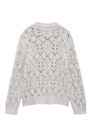 Pull-over maille ajourée Lurex - Gris clair chiné