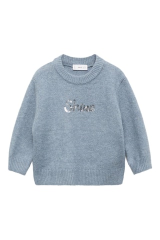 Pull-over à message et sequins - Gris clair chiné