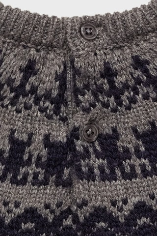 Pull jacquard en laine - Gris chiné