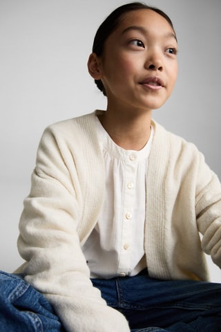 Cardigan maille col V - Écru