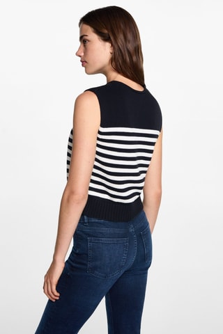 Gilet maille rayures - Bleu marine