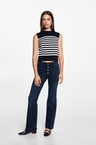 Gilet maille rayures - Bleu marine