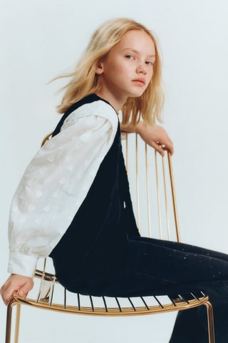 Gilet velours brodé - Noir