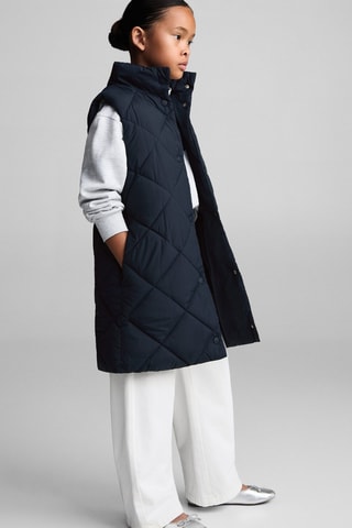 Gilet matelassé long - Bleu marine