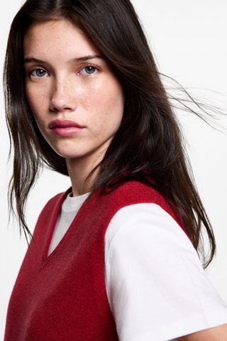 Gilet maille col V - Rouge