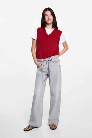 Gilet maille col V - Rouge