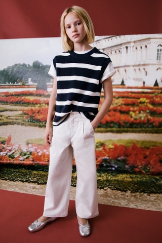 Gilet maille rayures - Bleu marine