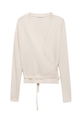 Cardigan cache-coeur noeud - Écru