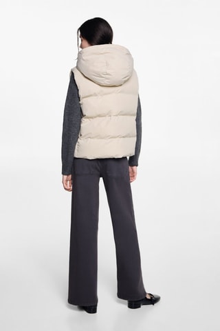 Gilet matelassé à capuche - Écru