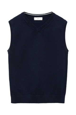 Gilet maille coton - Bleu marine