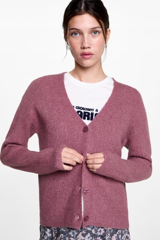 Cardigan maille col V - Rose pastel