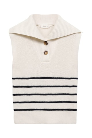 Gilet maille rayures - Blanc cassé