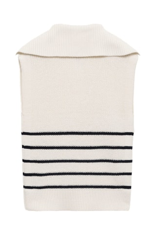 Gilet maille rayures - Blanc cassé