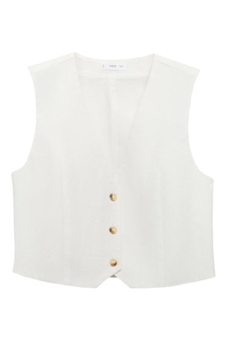 Gilet lin boutons  - Blanc cassé