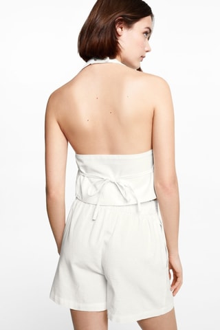 Gilet emmanchures américaines lin - Blanc cassé