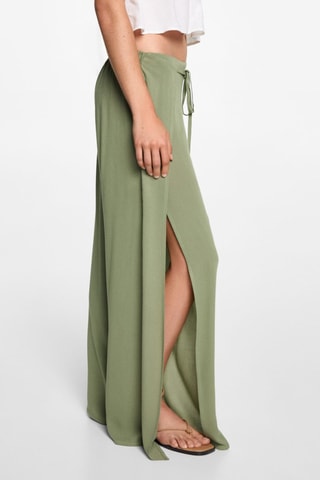 Pantalon palazzo fentes - Kaki