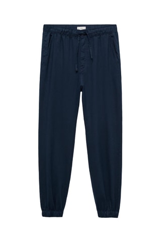 Pantalon jogging lin - Bleu marine