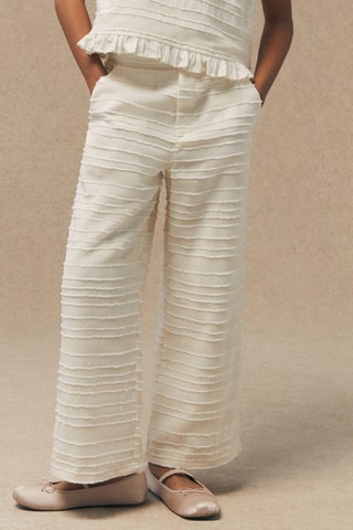 Pantalon droit texturé - Ecru