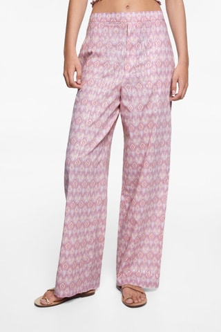 Pantalon fluide imprimé - Rose pastel