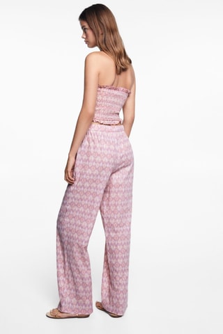 Pantalon fluide imprimé - Rose pastel