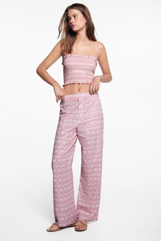 Pantalon fluide imprimé - Rose pastel