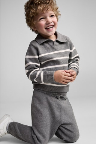 Pantalon jogger maille - Gris chiné