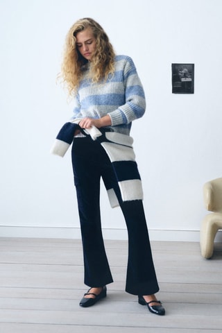 Pantalon velours milleraies poches - Bleu marine