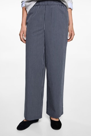 Pantalon fluide à rayures - Bleu marine