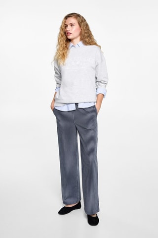 Pantalon fluide à rayures - Bleu marine