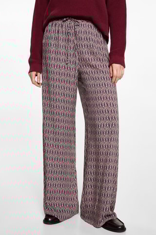 Pantalon fluide imprimé - Grenat