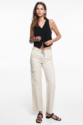 Pantalon droit cargo - Gris clair