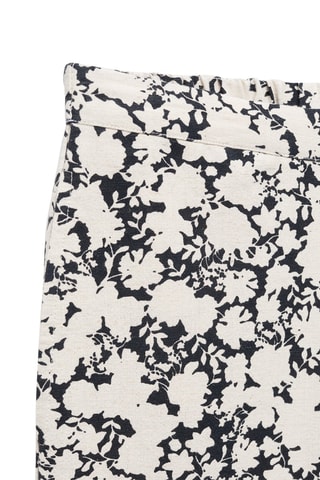 Pantalon lin imprimé - Noir