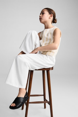 Pantalon wideleg lin - Blanc