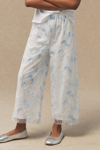 Pantalon tulle brodé - Blanc cassé