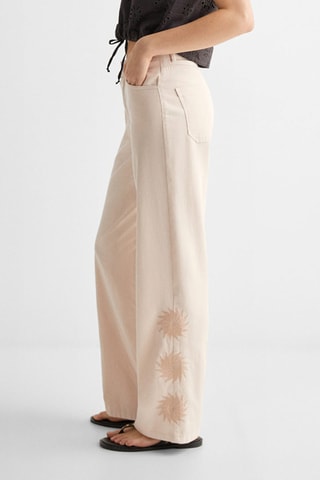 Pantalon coton brodé - Ecru