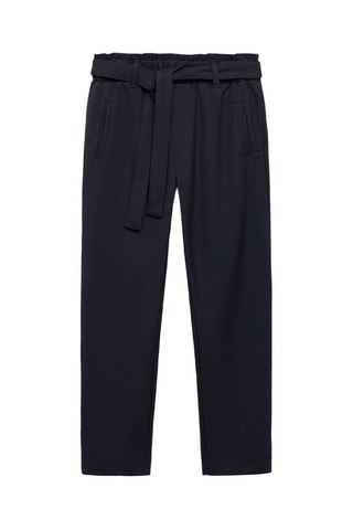 Pantalon ceinture noeud - Bleu marine