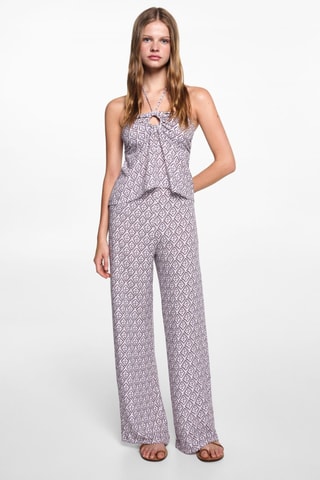 Pantalon droit imprimé - Rose pastel