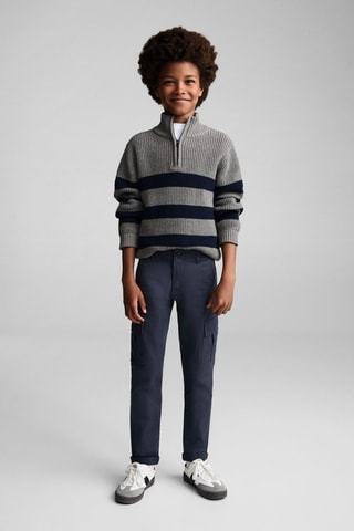 Pantalon cargo straight-fit - Bleu marine