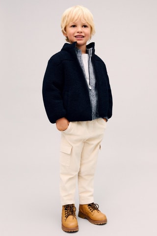 Pantalon cargo velours côtelé - Écru