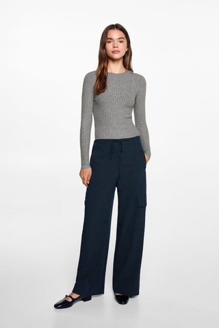 Pantalon cargo fluide - Bleu marine