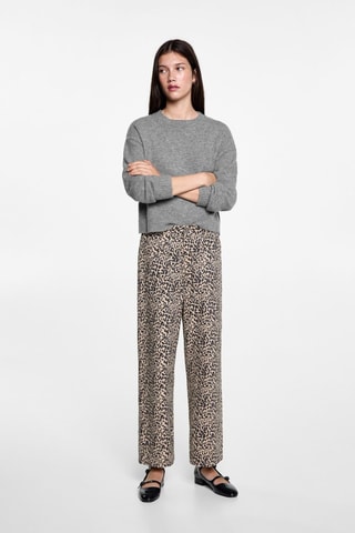 Pantalon droit léopard - Beige et noir