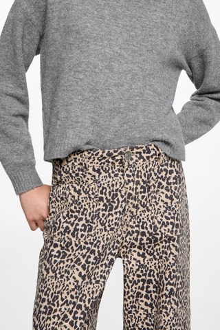 Pantalon droit léopard - Beige et noir