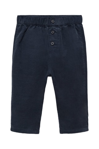 Pantalon velours côtelé boutonné - Bleu marine