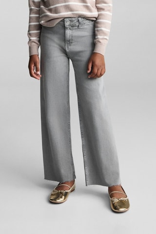 Jupe-culotte jean bas effiloché - Gris