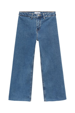 Jupe-culotte jean bas effiloché - Bleu marine