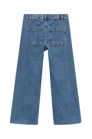 Jupe-culotte jean bas effiloché - Bleu marine