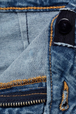 Jupe-culotte jean bas effiloché - Bleu marine