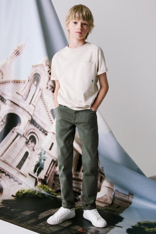 Pantalon droit coton - Vert foncé