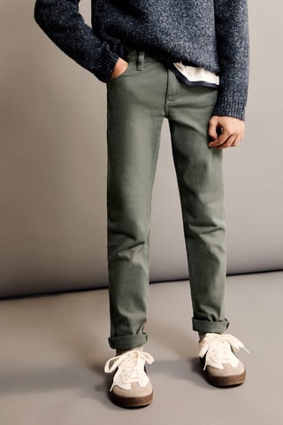 Pantalon droit coton - Vert foncé