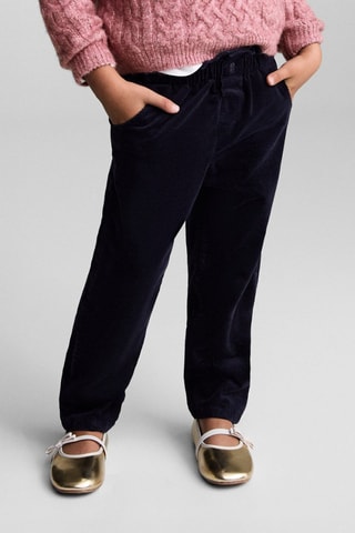 Pantalon velours côtelé paper bag - Bleu marine